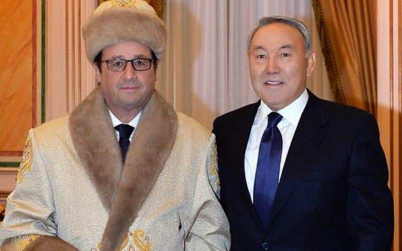 صورة هولاند باللباس الكزاخستاني تجر عليه سخرية الفرنسيين