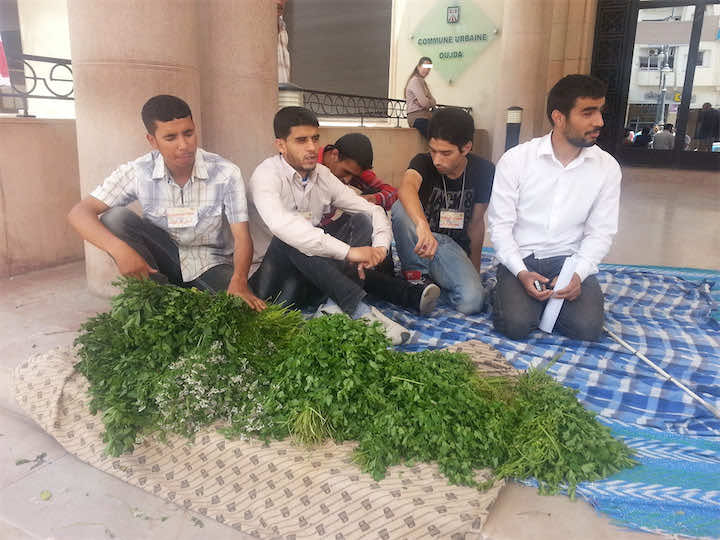 احتجاجا على البطالة.. المكفوفون يبيعون النعناع والقزبر في وجدة-فيديو