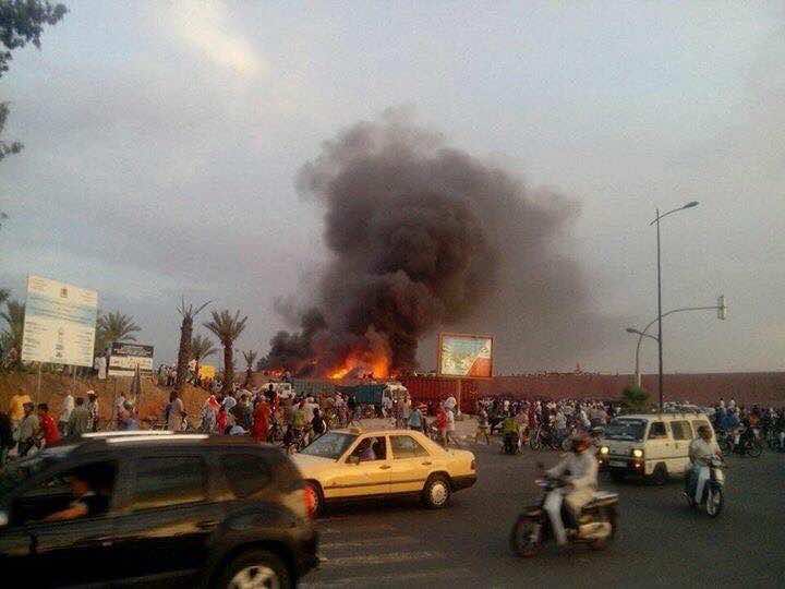 عاجل..حريق مهول يشتعل في هذه الأثناء ب"سوق الخميس" بمراكش