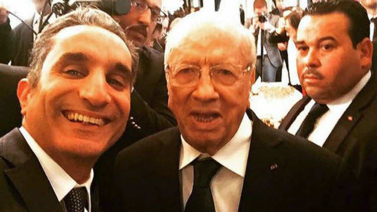 سيلفي باسم يوسف والسبسي في قرطاج