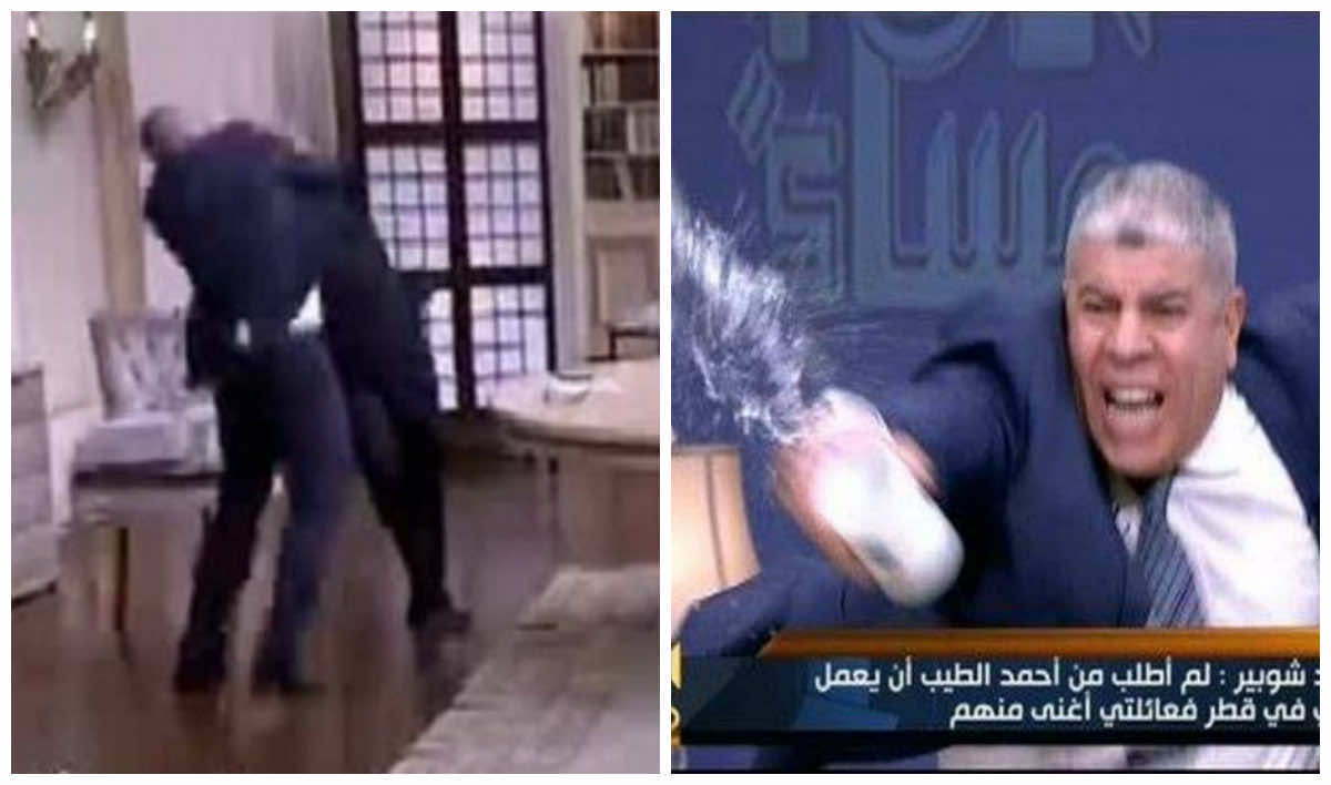 اشتباك وضرب بالأقلام على الهواء بين "شوبير" و"الطيب"–فيديو