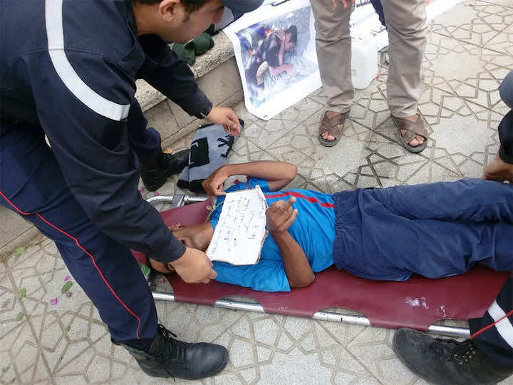 الطالب القاعدي "اوتنيل" يسقط مغشيا عليه بمعتصمه أمام مقر ولاية جهة فاس