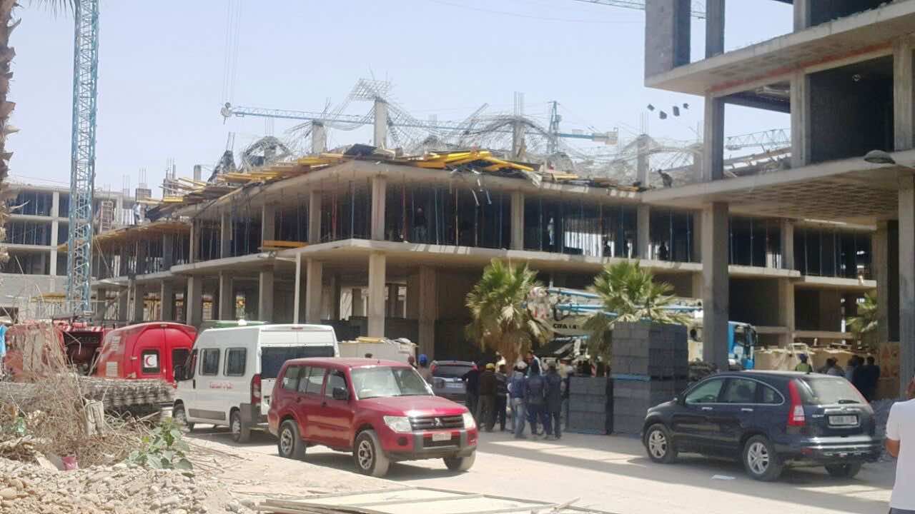 إصابات في حادث انهيار سقف عمارة في طور البناء بأكادير - صور