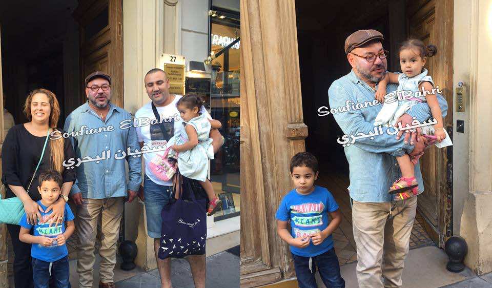 محمد السادس يلتقي "مومو" بباريس ويحمل أطفاله بين يديه- صورة