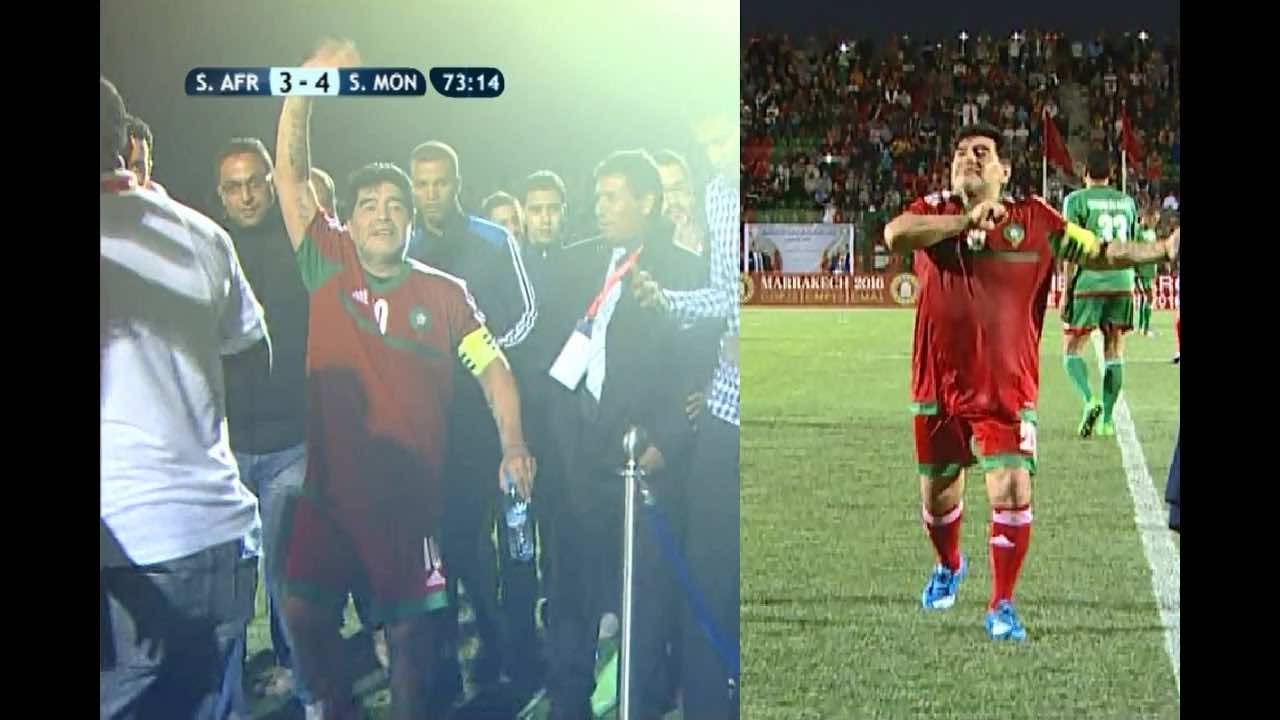 مارادونا يحمل شعار الصحراء مغربية رفقة أبو زعيتر-فيديو
