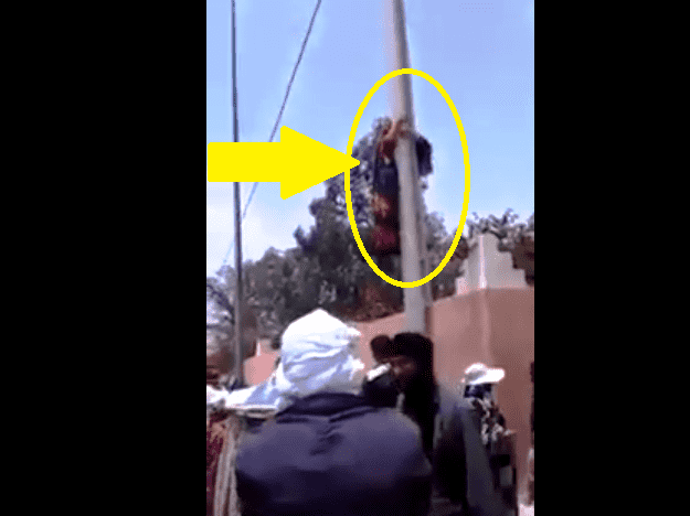 "حامل" تهدد بالانتحار من أعلى عمود كهربائي بكلميم- فيديو
