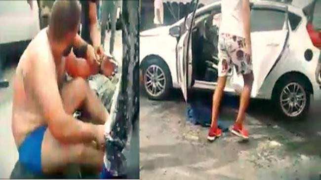 قاصر يصب البنزين على شاب تحرش بشقيقته في العيون -فيديو