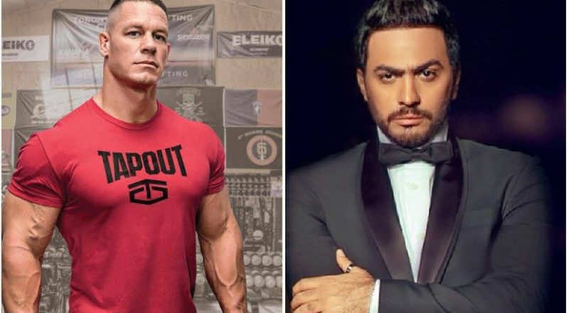 جون سينا يحير الجمهور بنشره صورة تامر حسني - صورة