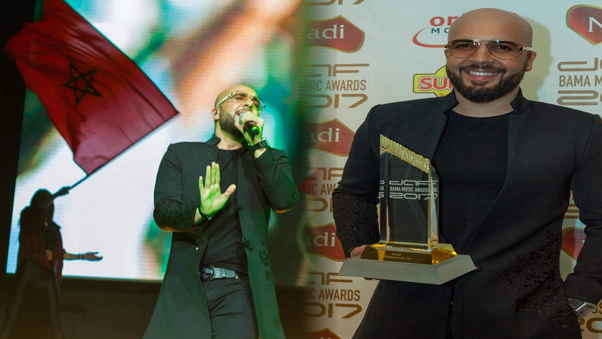 لحظات تتويج الدوزي كأفضل فنان مغربي ب"داف باما 2017"-فيديو