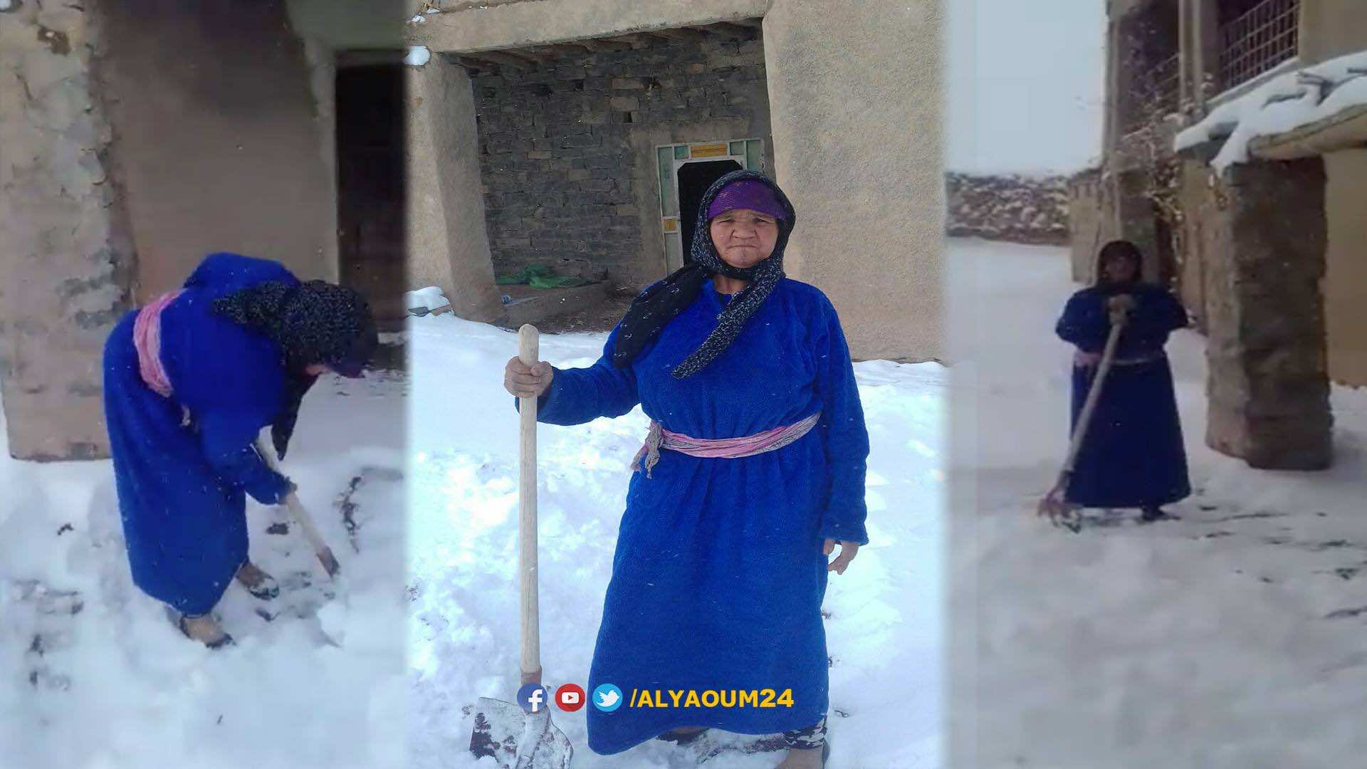هنو أوماروش" امرأة جبلية.. شمرت عن ساعدها لمواجهة حصار الثلوج- فيديو