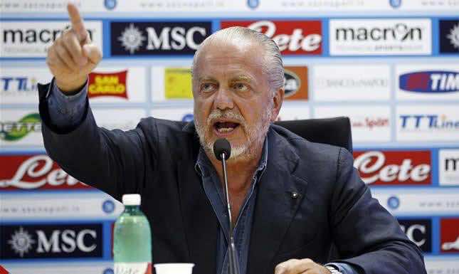 رئيس نابولي يفتح النار على الاتحاد الأوروبي بسبب الريال ولفربول