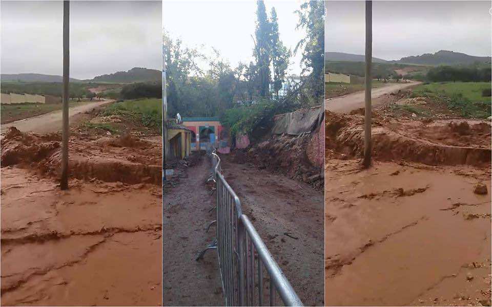 ليلة بيضاء في الحاجب بسبب الفيضانات والخوف يخرج المواطنين للمبيت في العراء -صورة