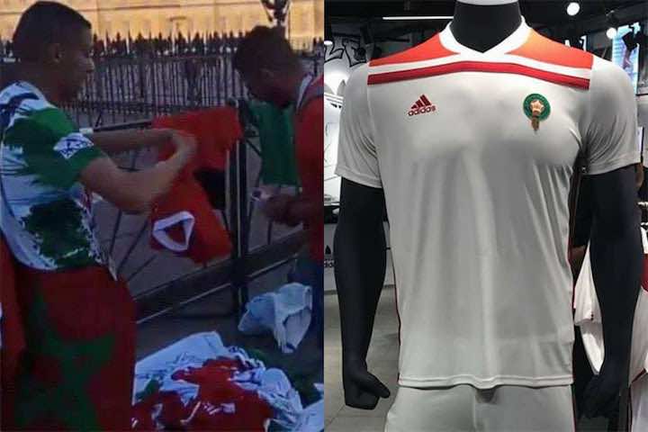 في قلب روسيا.. مغربي يبيع أقمصة المنتخب على"فراشة"- صورة