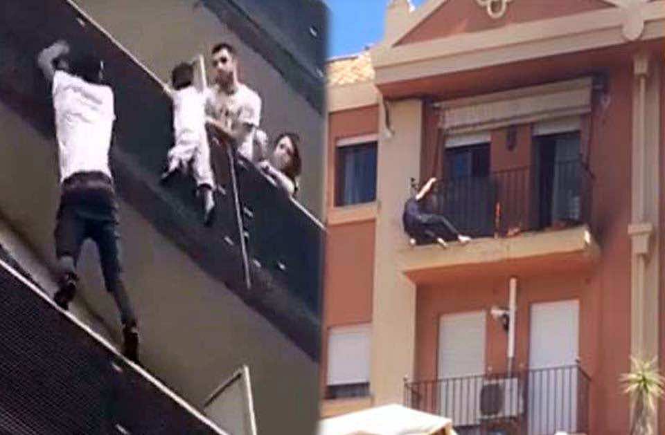 على طريقة مامادو.. مغربي يتسلق منزلا لإنقاذ إسبان من حريق مهول ـ فيديو ـ