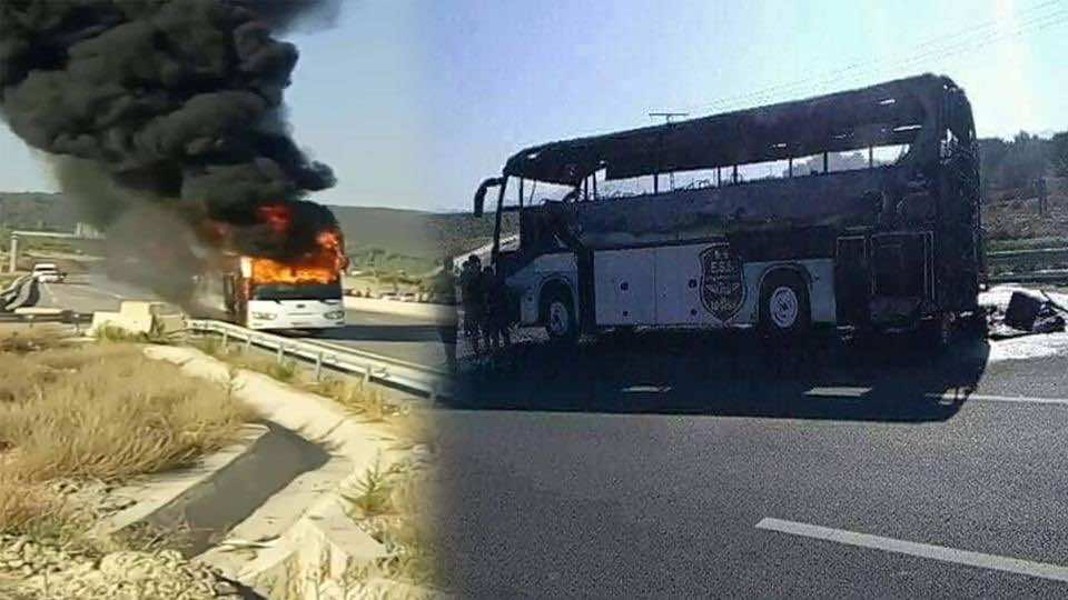 عاجل.. احتراق حافلة وفاق سطيف الجزائري ورئيس النادي يكشف السبب - صور وفيديو