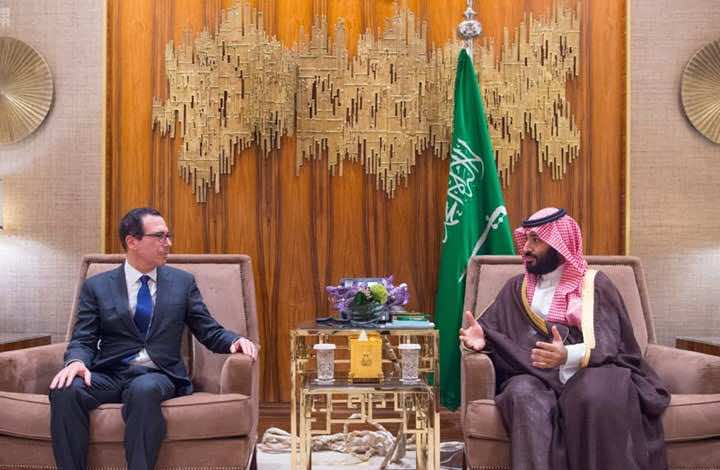 ولي العهد السعودي يلتقي وزير الخزانة الأمريكي في الرياض