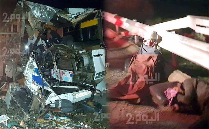 أزيد من 20 مصابا في حادثة سير لحافلة كانت ترحل "حراكة" من الناظور ـ صور ـ