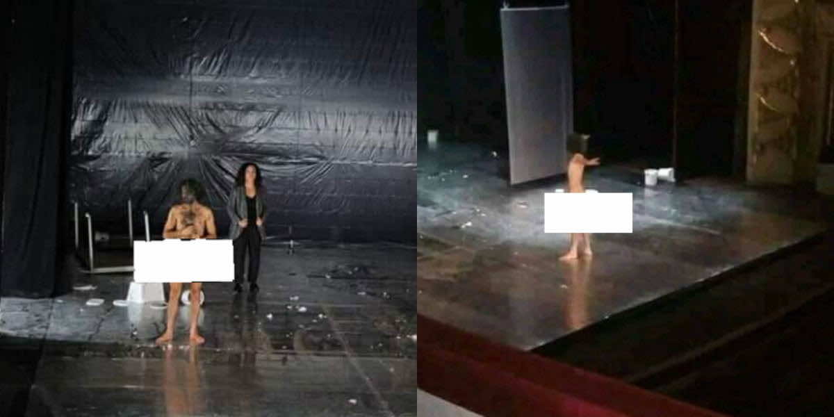 ممثل عربي يتعرى كاملا في مهرجان بتونس