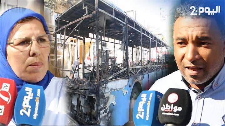 النيران تحول "طوبيس" إلى رماد..شاهدة: رأيت الركاب يستنجدون من وراء النوافذ -فيديو