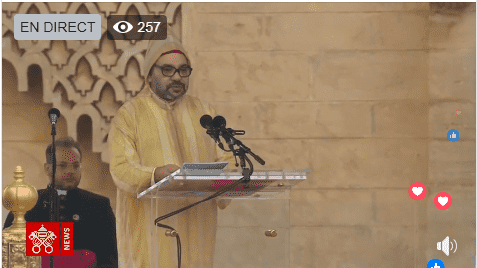 الملك يلقي خطابا بالعربية والفرنسية والإنجليزية والإسبانية بحضور البابا فرانسيس