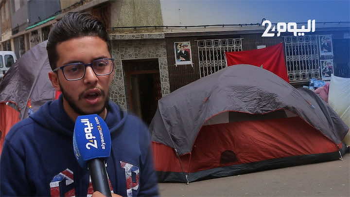 عائلة بالمحمدية تطلب الإنصاف من جد مهاجر طردها من المنزل لتلجأ إلى "خيمة" بالشارع -فيديو-