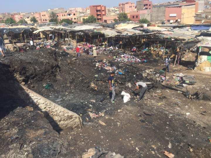 حريق مهول في سوق شعبي في بني ملال..خسائر مادية كبيرة- صور