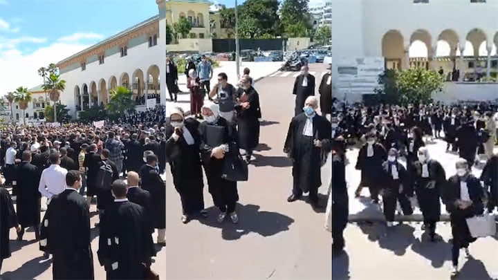 رغم كورونا.. المحامون يخرجون للاحتجاج تضامنا مع زميل لهم تعرض مكتبه للإفراغ-فيديو