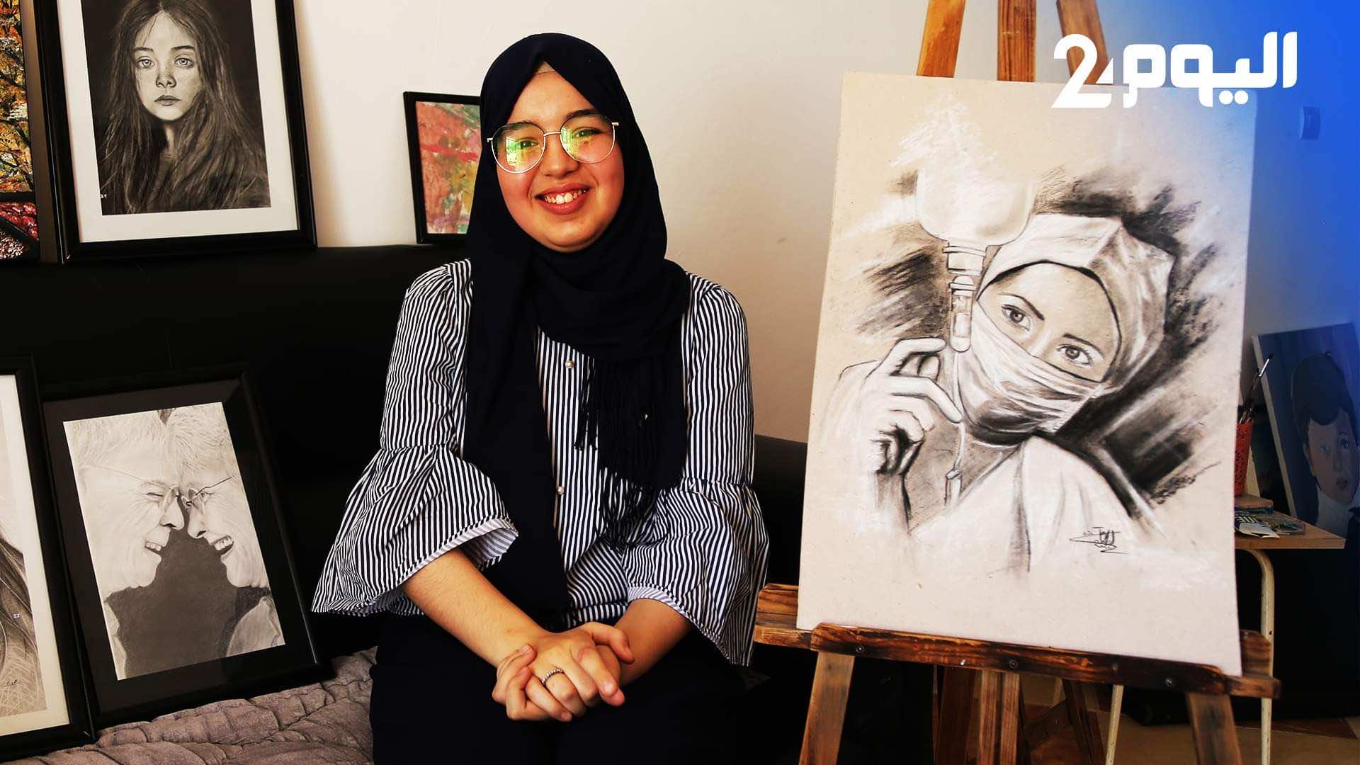 حازت على الجائزة الوطنية للابداع.. زينب موهبة في الرسم أبدعت في زمن كورونا - فيديو