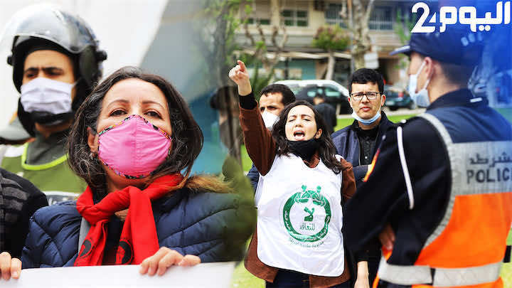الأساتذة المرسمون و"المتعاقدون" يعودون إلى الاحتجاج في شوارع طنجة - فيديو