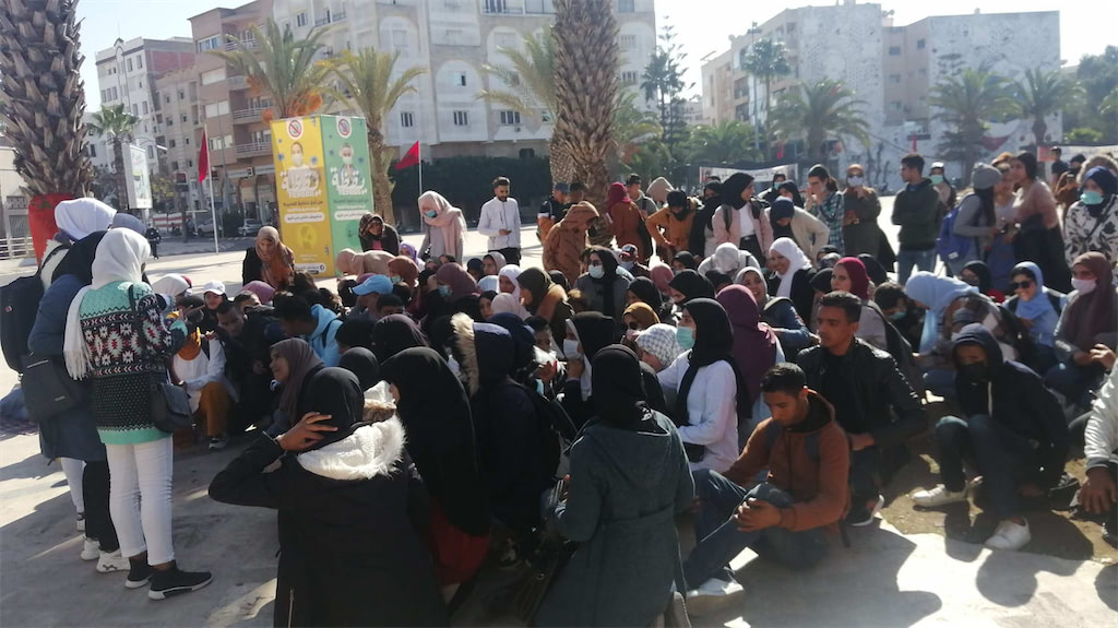 الطلبة والمعطلون يحتجون بآسفي ضد شروط بنموسى