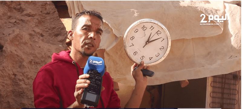 “ساعة الكارثة”… عقارب ساعة حائطية تتوقف عند توقيت الزلزال المدمر في المغرب (+فيديو)
