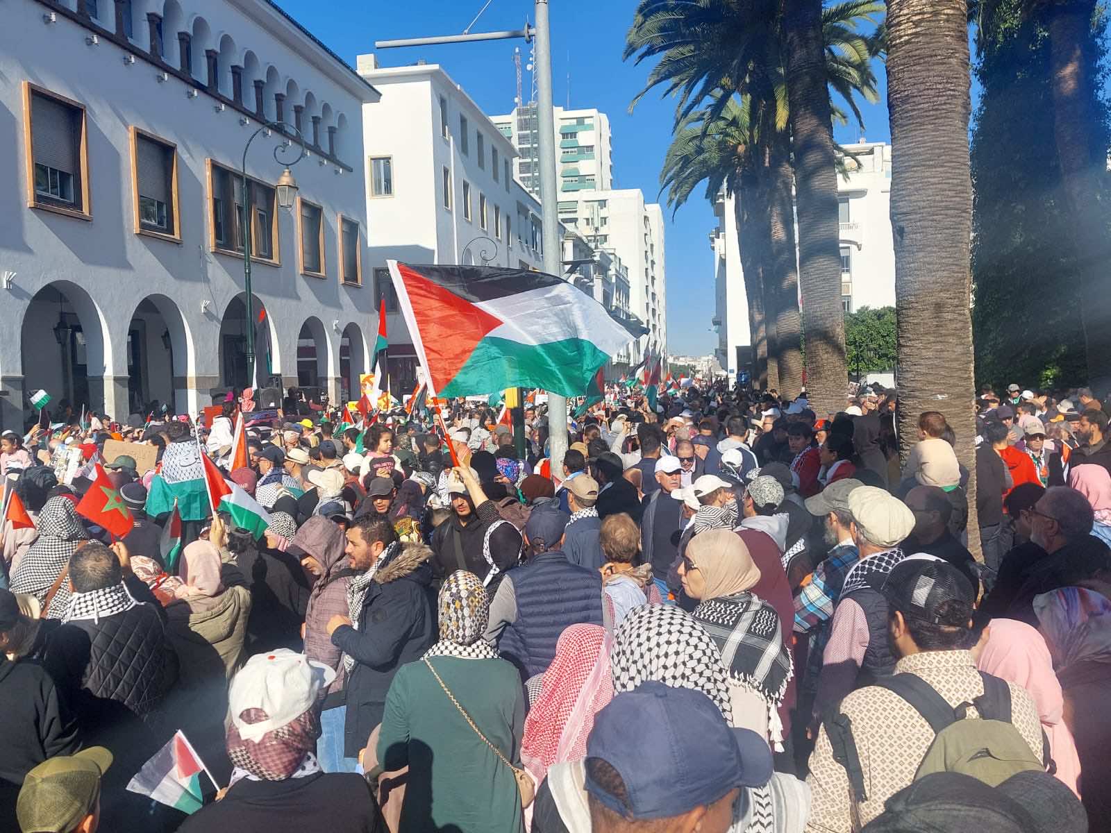 المشاركون في مسيرة تضامنية مع فلسطين يوجهون عريضة لأخنوش لالغاء التطبيع مع اسرائيل