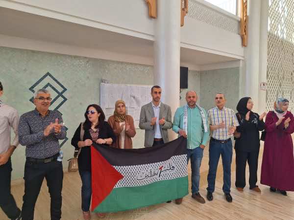 جانب من الاحتجاجات بالمحكمة الابتدائية في تمارة هذا اليوم