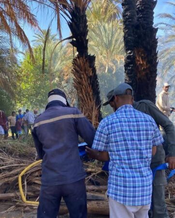السلطات تتمكن من إخماد حريق واحة « أكرض » بتمنارت بإقليم طاطا